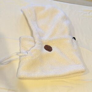 White Fleece Hooded Face Mask